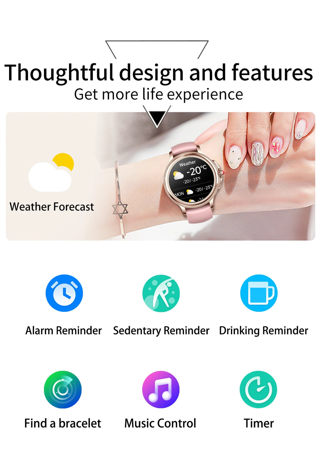 Smart Watch for Women 1.2" Bluetooth Call 100+ Sport Modes Fitness Tracker with Heart Rate/Sleep/SpO2 Monitor IP67 Waterproof