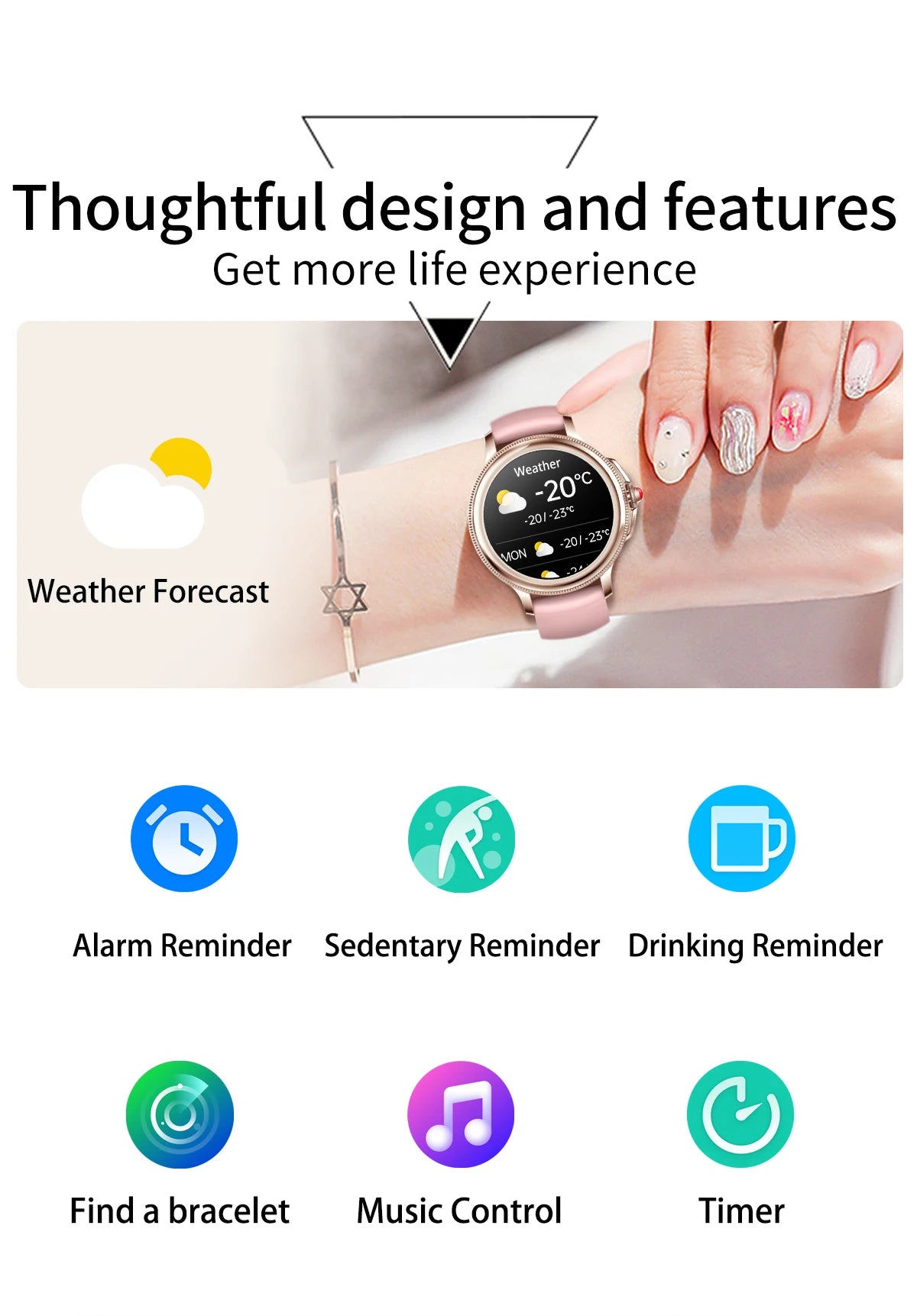 Smart Watch for Women 1.2" Bluetooth Call 100+ Sport Modes Fitness Tracker with Heart Rate/Sleep/SpO2 Monitor IP67 Waterproof