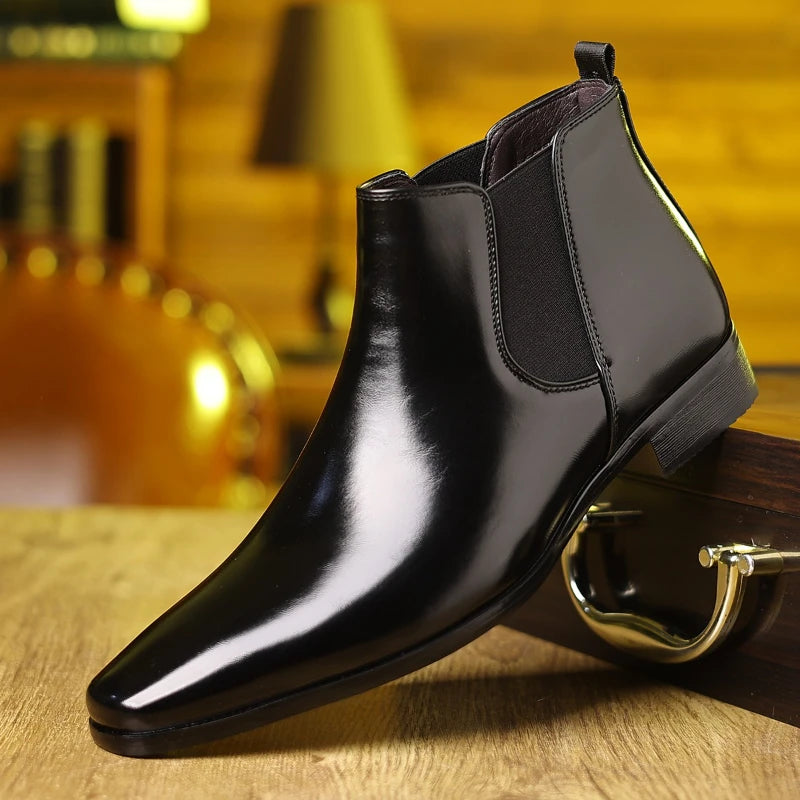 Men's Chelsea Boots Genuine Leather 2025 Autumn Winter Trend Thick-soled Men Ankle Boots All-match Marton Boots Men