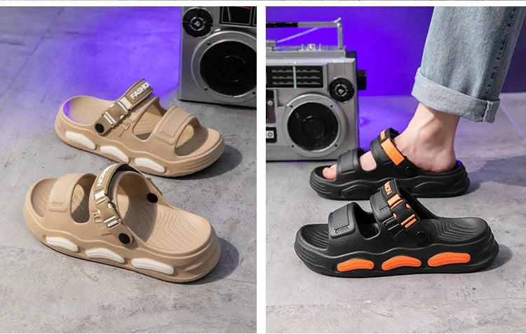 Men's Cloud Soft Thong Slippers Two-Way Wear Thick Bottom Waterproof Non-Slip Driving Comfortable Summer Sandals