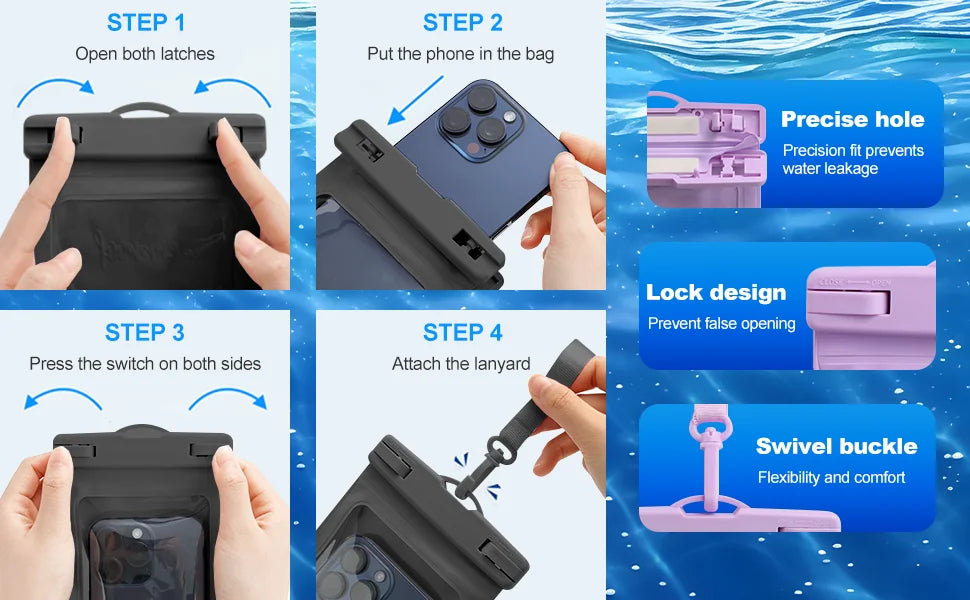 Airbag Waterproof Mobile Phone Bag Diving Protective Cover Waterproof Item Bag Anti-lost Bag for Beach Cruise Spring Water Park