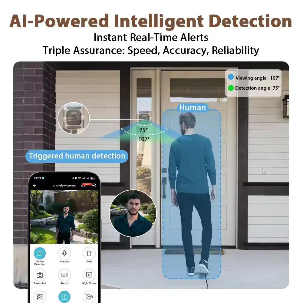 5MP WiFi Security Camera With Glass Mount Full Color Night Vision Two-Way Audio Baby Monitor Household Indoor Surveillance Cam