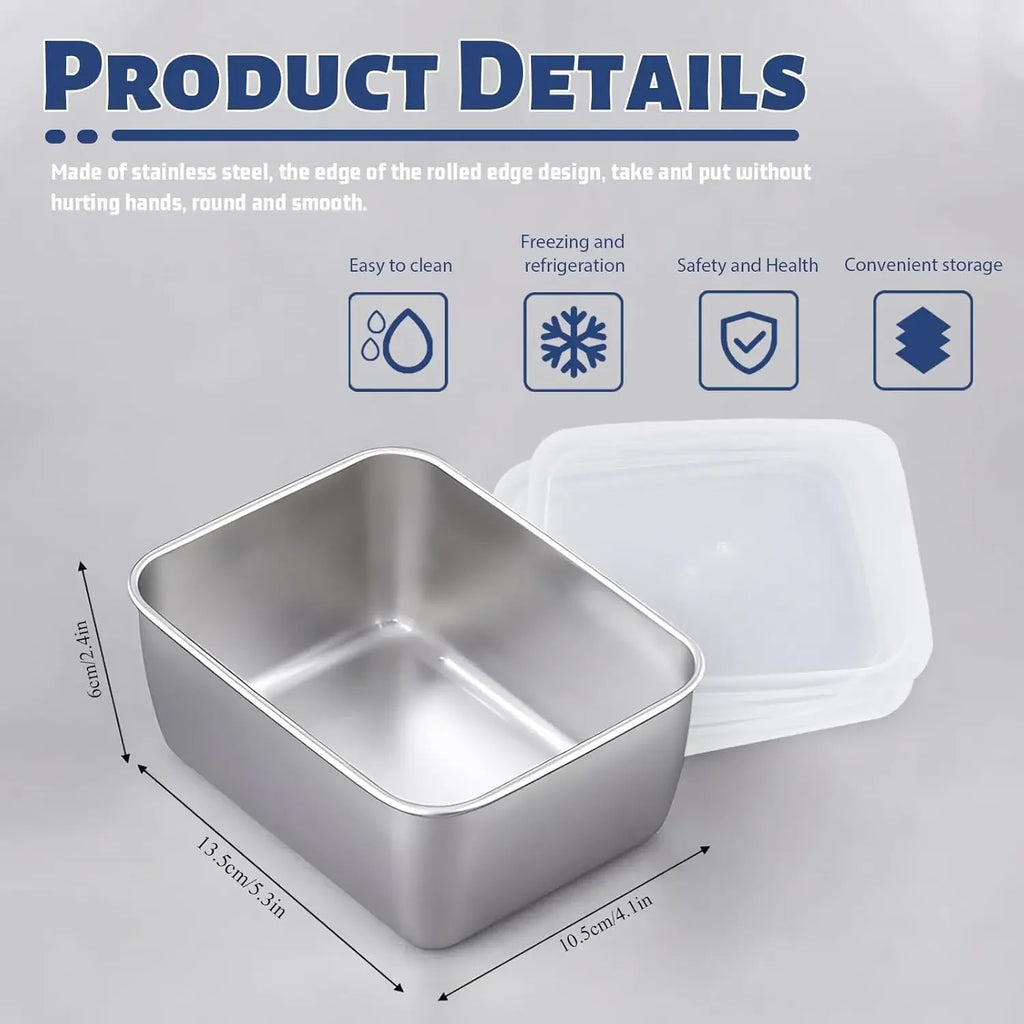 Stainless Steel Food Storage Container with Lid - Airtight Fresh-Keep Box for Fridge | Small Thickened Kitchen Organizer