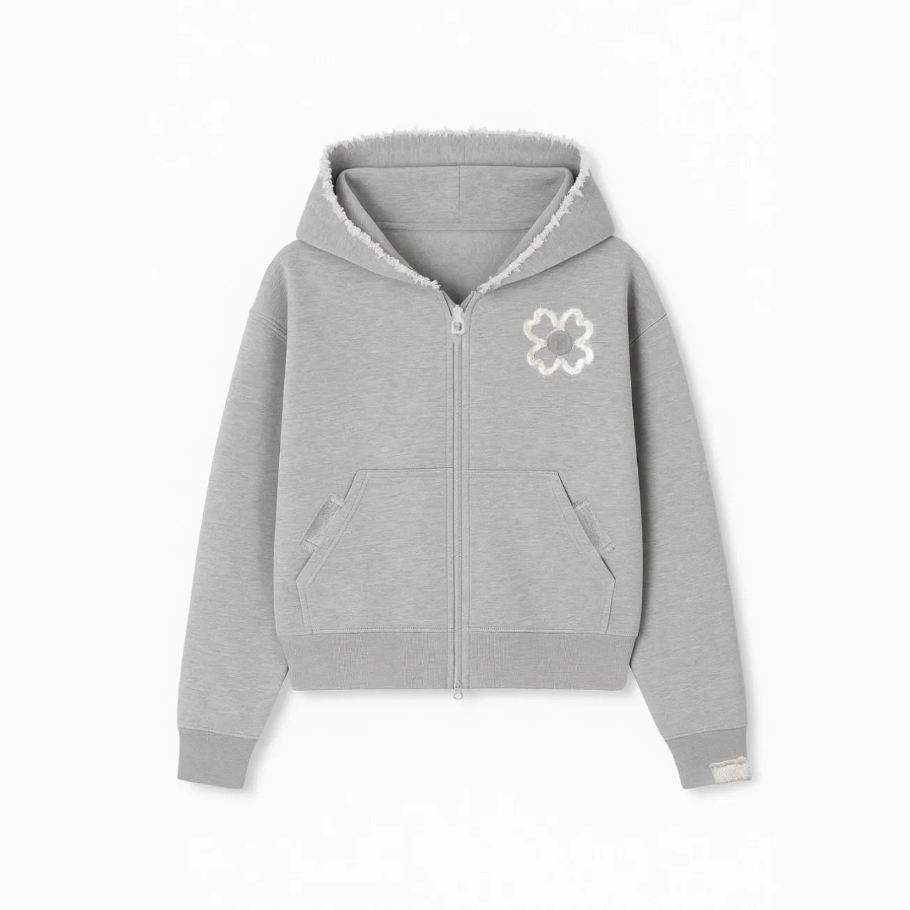 European Street Style Four-Leaf Clover Men's Oversized Activewear Set, Unisex Fit Zip-Up Hoodie Multi-Color Trendy Two-Piece Set