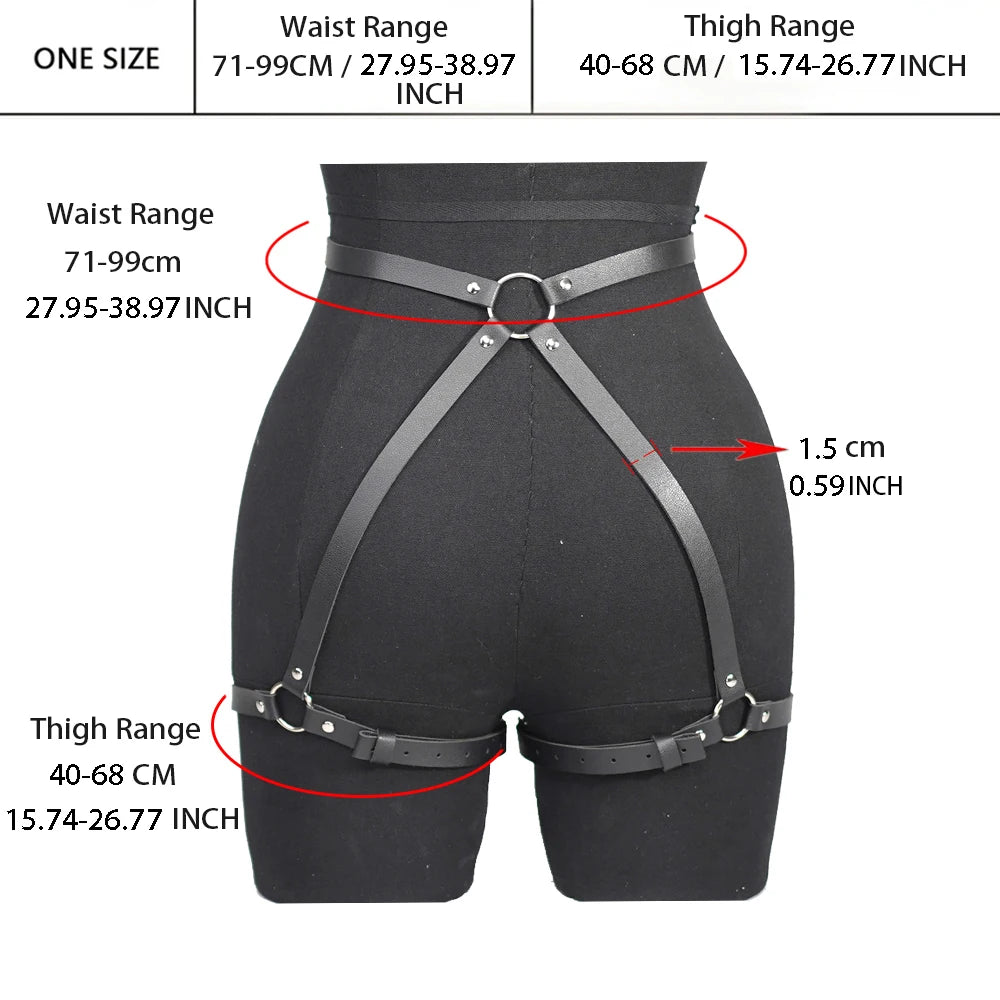 Harness for Women Pu Leather Leg Harness Suspenders Adjustable Thigh Garter Belt Leather Lingerie Gothic Punk Fetish Clothing