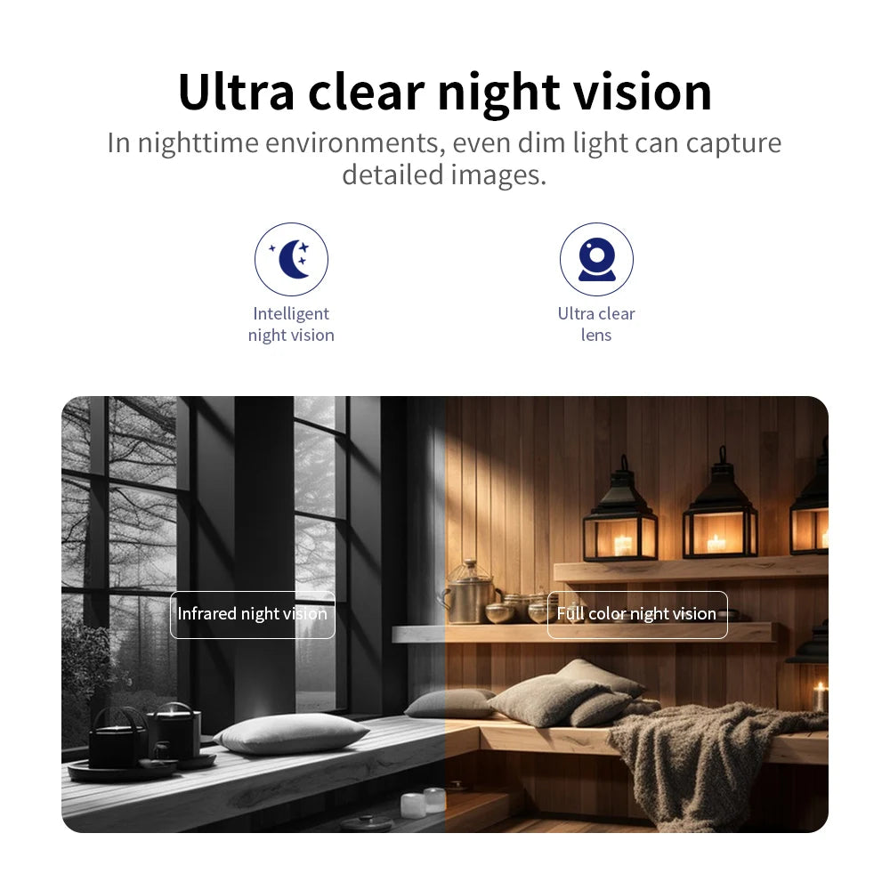 Home WiFi Security Camera 8MP HD Indoor Baby Monitor Bidirectional Audio 360 ° Panoramic Camera AI Automatic Tracking  Detection