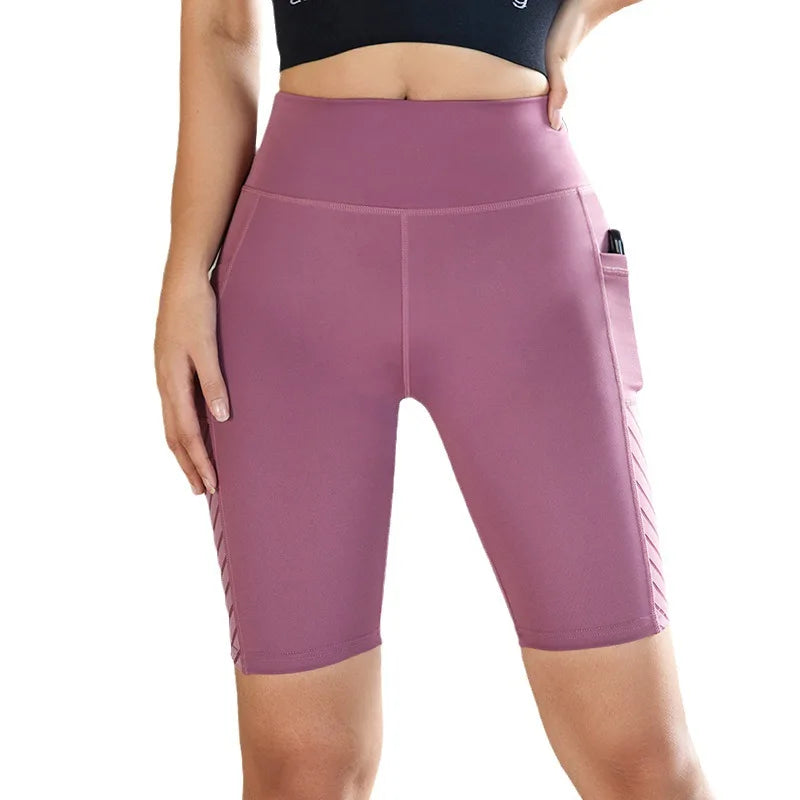 Women's Gym Running Shorts Yoga Shorts Women High Waist Push Up Legging with Pocket Yoga Fitness Workout Leggings Sport Shorts