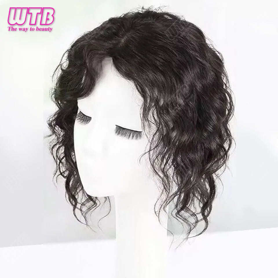 Synthetic Clip In Hair Extension Short Curly Toupee Hairpiece for Women With Thinning Hair Increase Hair Volume