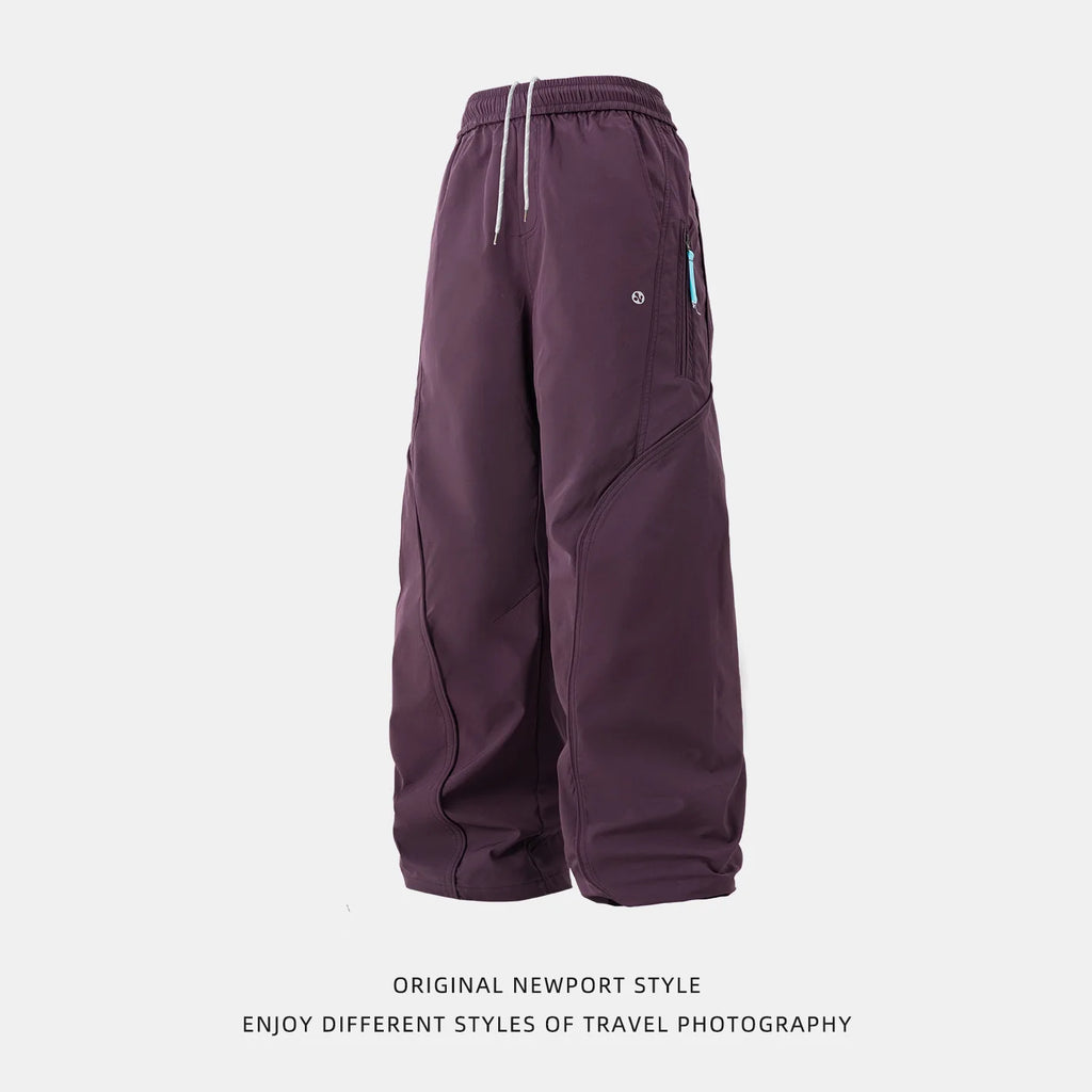 Streetwear Cargo Pants - Waterproof Windproof Fabric with Drawstring Elastic Waist｜Fall 2025 Loose Fit