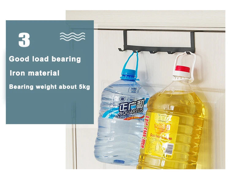 Over The Door 5 Hooks Home Bathroom Organizer Rack Clothes Coat Hat Towel Hanger Housekeeping Organizers Storage Hooks Holder