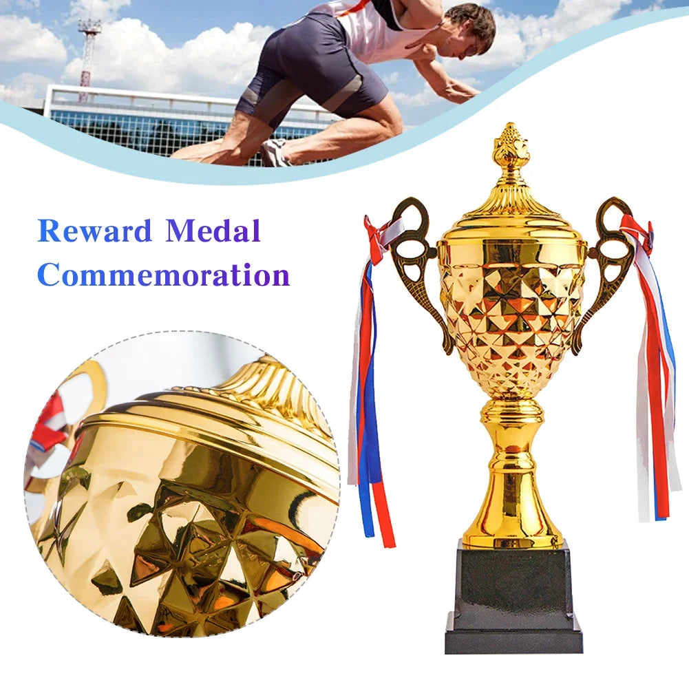 Gold Trophy Cup Height 33cm Football Trophy Metal Sports Trophy Winner Trophies Award Trophy for Winner Kids and Adults