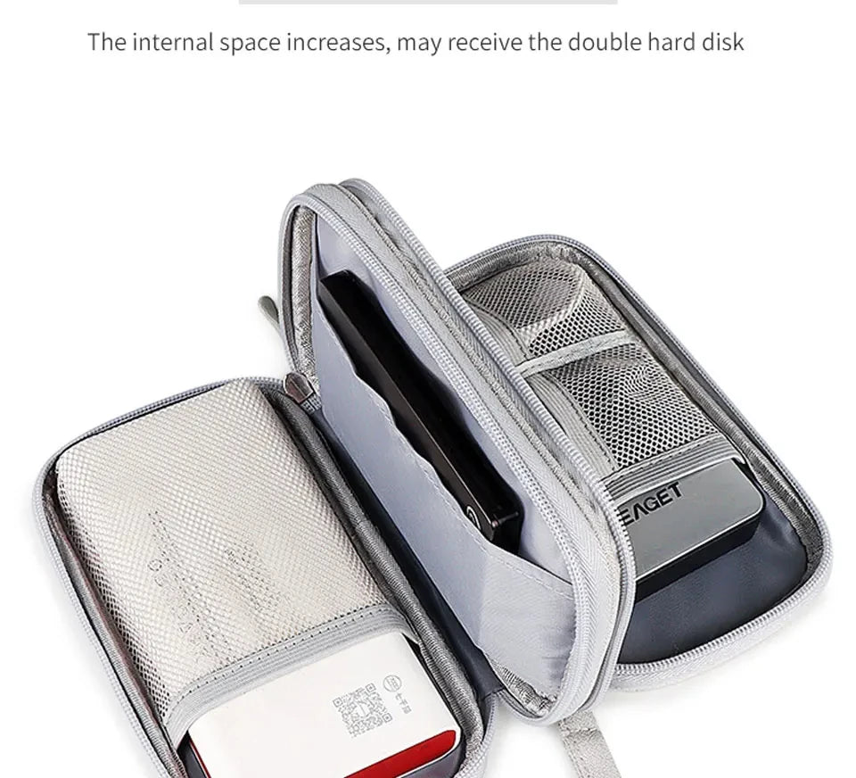Travel Portable Digital Product Storage Bag Waterproof Double Layer Case for USB Data Cable Organizer Portable Tech Gadget Pouch