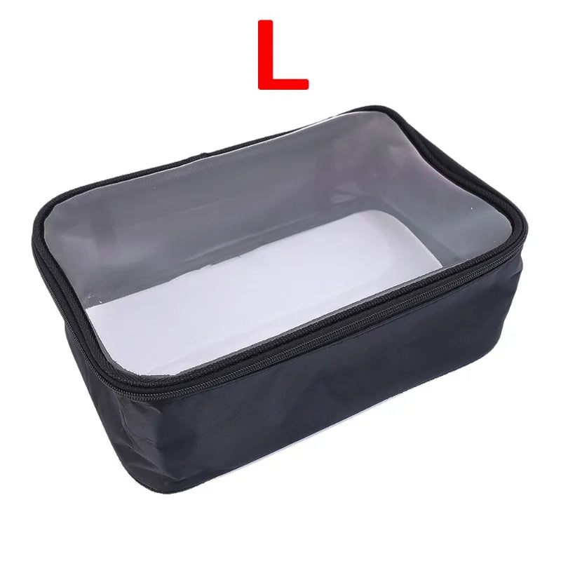 Waterproof Cosmetic Bag Transparent TPU Small Items Pack Makeup Toiletry Zipper Opening Storage Pouch Black Sturdy Wash Bags