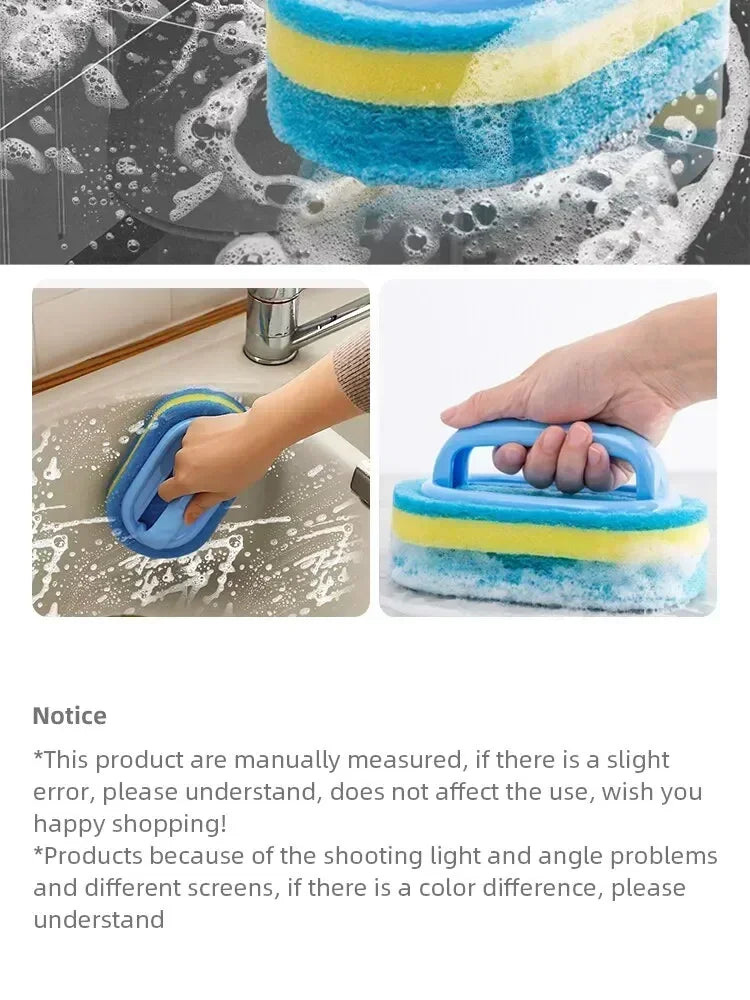 Cleaning Brush with Handle Kitchen Sponge Wipe Thickening Bathroom Tile Cleaning Sponge Household Stain Removal Clean Tools