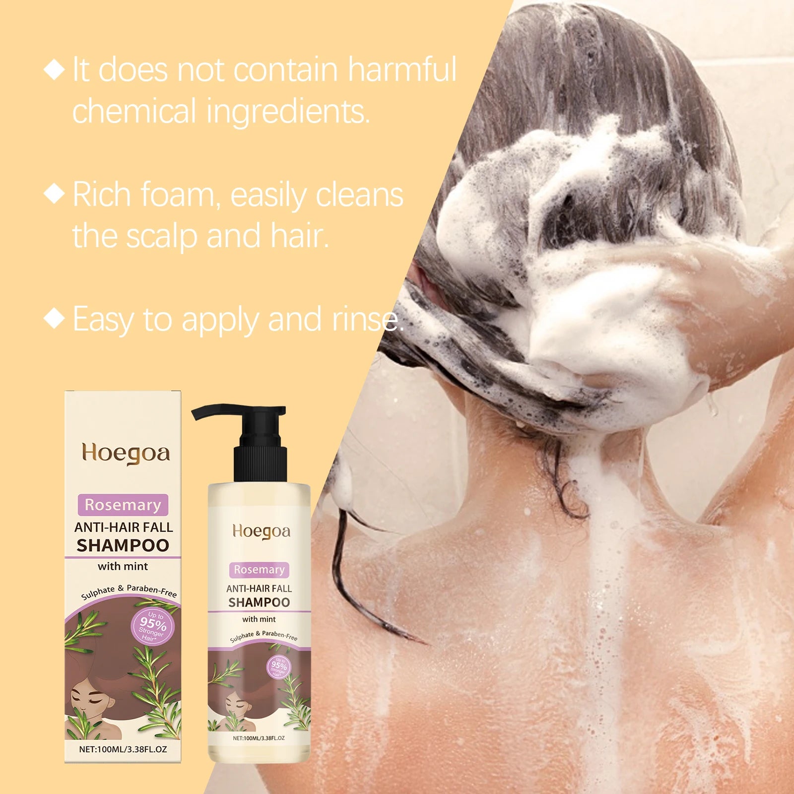 Rosemary Shampoo Hair Growth Deep Cleansing Scalp Oil Control Strengthening Root Nourish Hair Volumizing for All Types