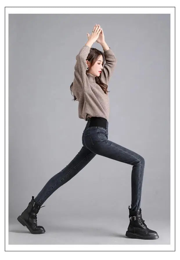 Jeans Oversize 26-38 Slim Denim Pants Women's High Waist Skinny Jean Vintage Wash Pencil Stretch Vaqueros Leggings Pantalones