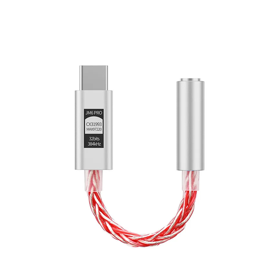 JCALLY JM6 Pro Type-C to 3.5mm Dual DAC CX31993 MAX97220 Digital Audio Headphone Amplifier HiFi DAC Mobile Headset Adapter