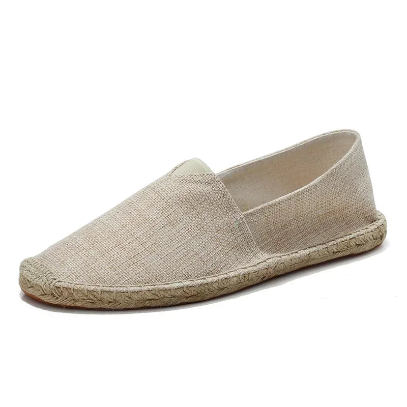 Canvas Flat Shoes Women Sewing Flax Shoes Slip on Loafers Casual Shoes Man Espadrilles Hemp Plus Size Fisherman Driving Footwear