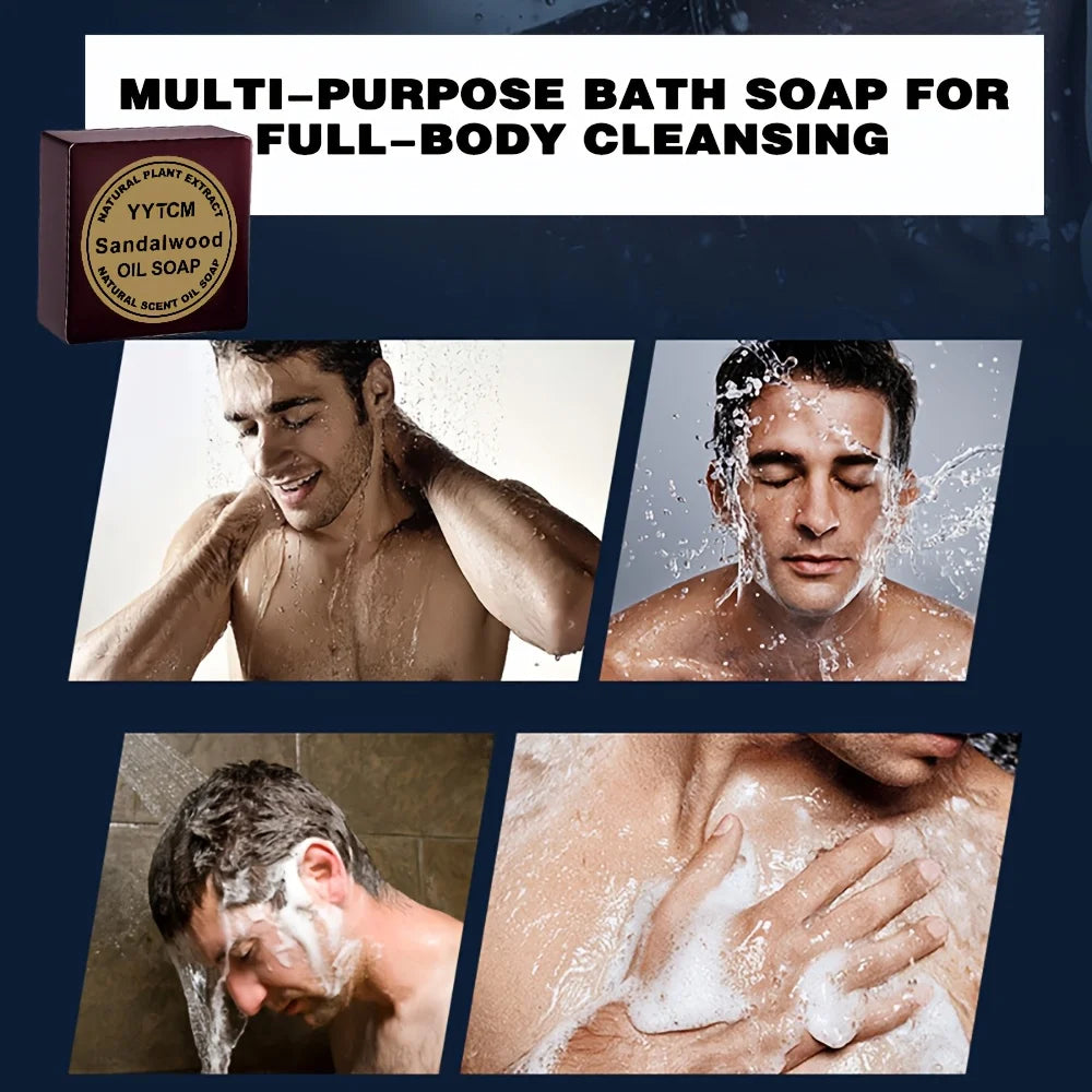Sandalwood Soap, Men's Scented Soap, Long-Lasting Light Fragrance, Bath, Hand-Washing, Face-Washing Soap, Gentle Skin Care, Gift-Giving, Personal Use 65G/Piece-1 Piece