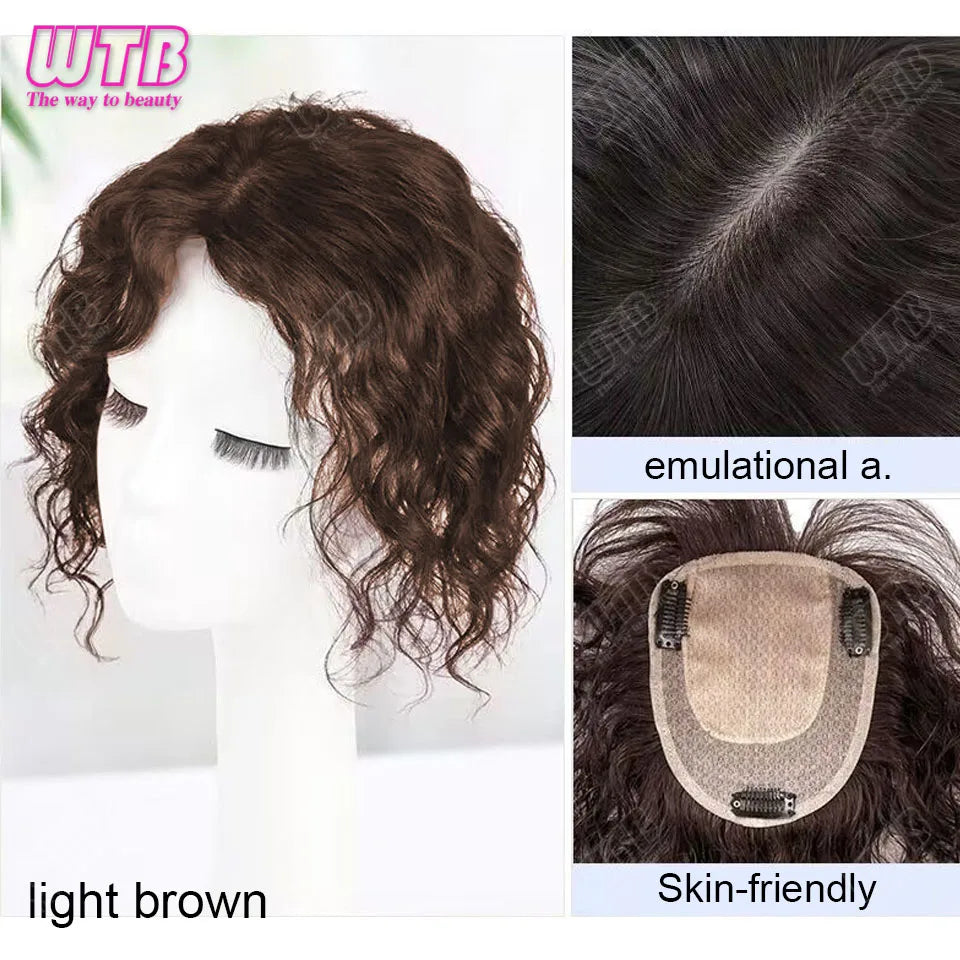 Synthetic Clip In Hair Extension Short Curly Toupee Hairpiece for Women With Thinning Hair Increase Hair Volume