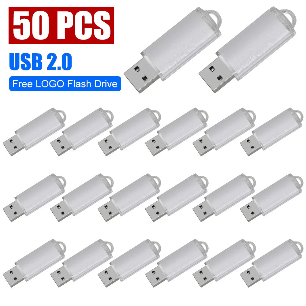 50/PCS LOT USB 2.0 Flash Drive 128GB Colorful Memory Stick 64GB Wedding Gift Pen Drive 32G 16G Pendrive Free Custom Logo