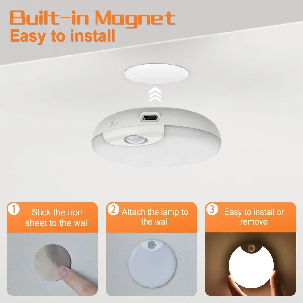 LED Night  Lights Intelligent Human Induction Cabinet Light USB Charging Emergency Automatic Lighting Bedside Home Wardrobe Lamp