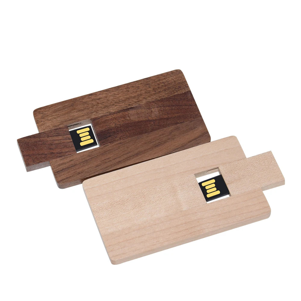 Bamboo & Walnut Wood Card Model Pendrive Usb Flash Drive Memory Stick Usb 2.0 4GB 8GB 16G 32GB 64GB Photography Gift