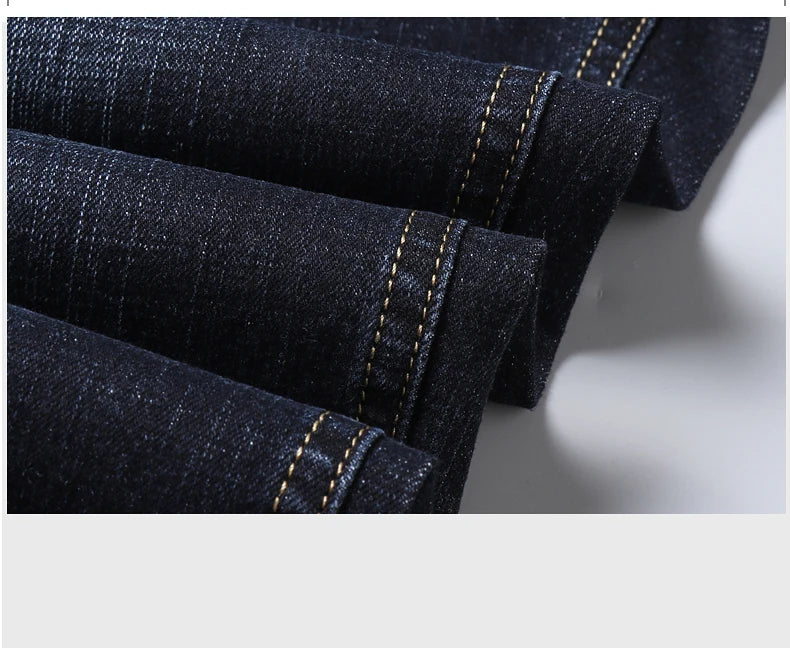 New Men's Fashion  Business Casual Stretch Slim Jeans Classic Trousers Denim Pants Male Black Blue