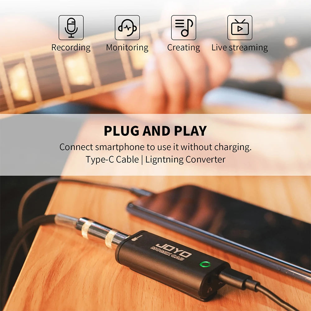 JOYO MOMIX CAB Mini Audio Mixer Guitar Sound Card USB Audio Interface Stereo Output for Guitar Bass Smartphone PC Live Streaming