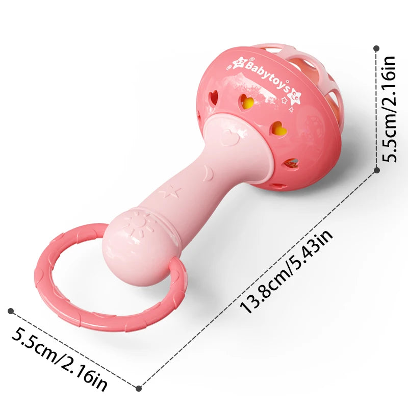 Pink Ringtone Handdrum Baby Toy - Durable ABS Material, with Rabbit & Heart Patterns, Perfect for Newborns & Toddlers