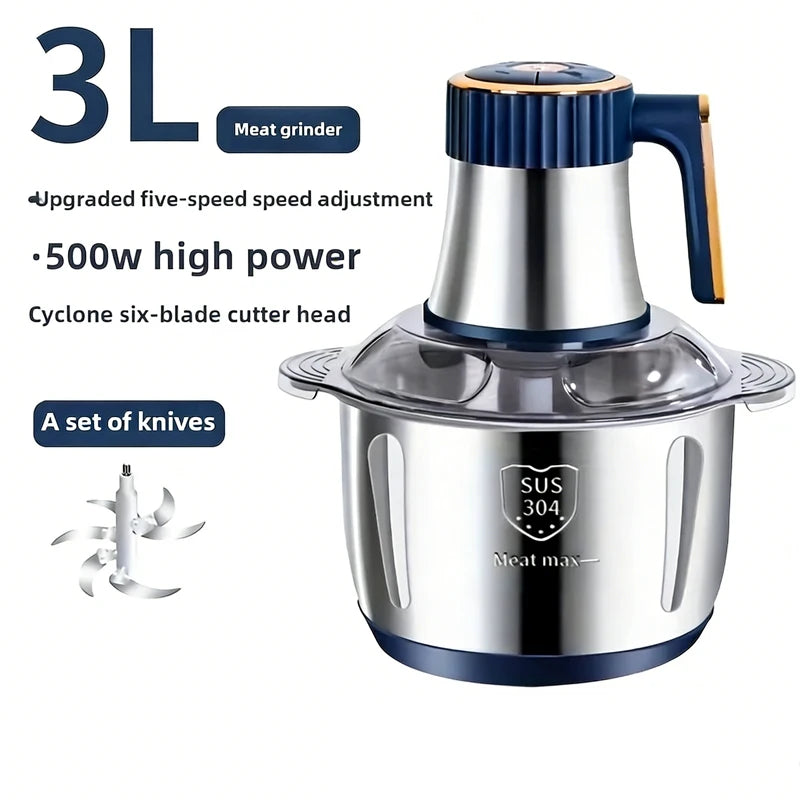 5L Multifunctional Food Processor 304 Stainless Steel Meat Grinder Chopper Slicer Blender 220V EU Plug Electric Kitchen Tool