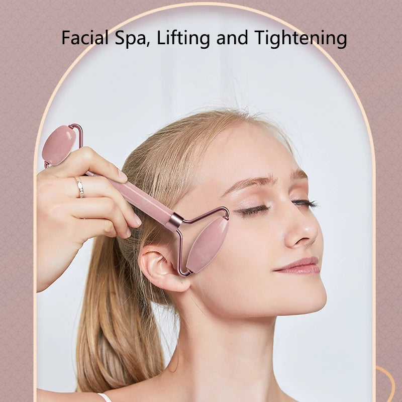 Face And Neck Massager Roller and Guasha Board Resin Non-rose Crystal Jade Roller Beauty Double-ended Massage Skincare Tools