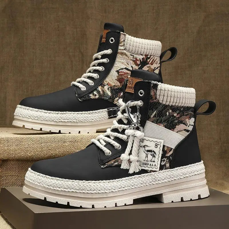Men Boots Autumn Winter Casual Shoes Designer Luxury Platform Cowboy Chelsea Work Safety Leather Ankle Sneakers Botas Masculino