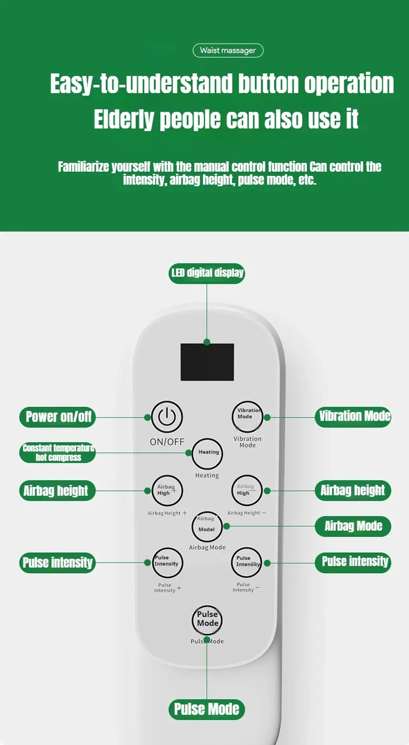 Electric Lumbar Massager Waist Back High-Frequency Vibration Massager Waist Spine Support Airbag Traction Massage Machine