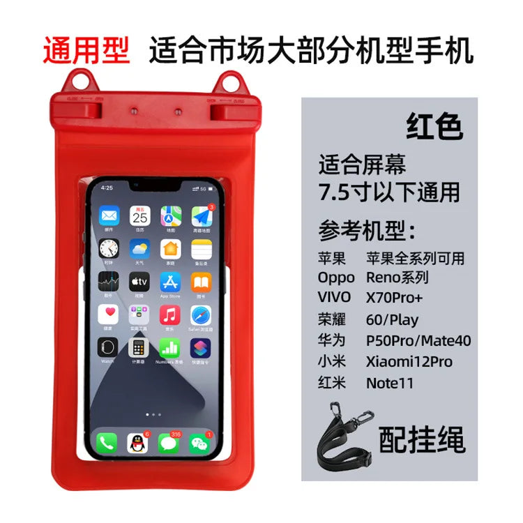 Universal Waterproof Mobile Phone Case Diving Surfing PVC Bags 7.5inch Phone Waterproof Pouch Cover Underwater Swimming Dry Bag