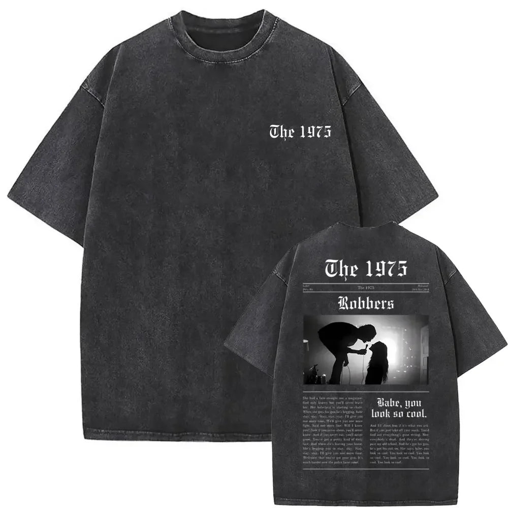 Washed Vintage The 1975 about You Print T-shirt Being Funny in A Foreign Language Album Tshirt Men Women Hip Hop Casual T Shirt