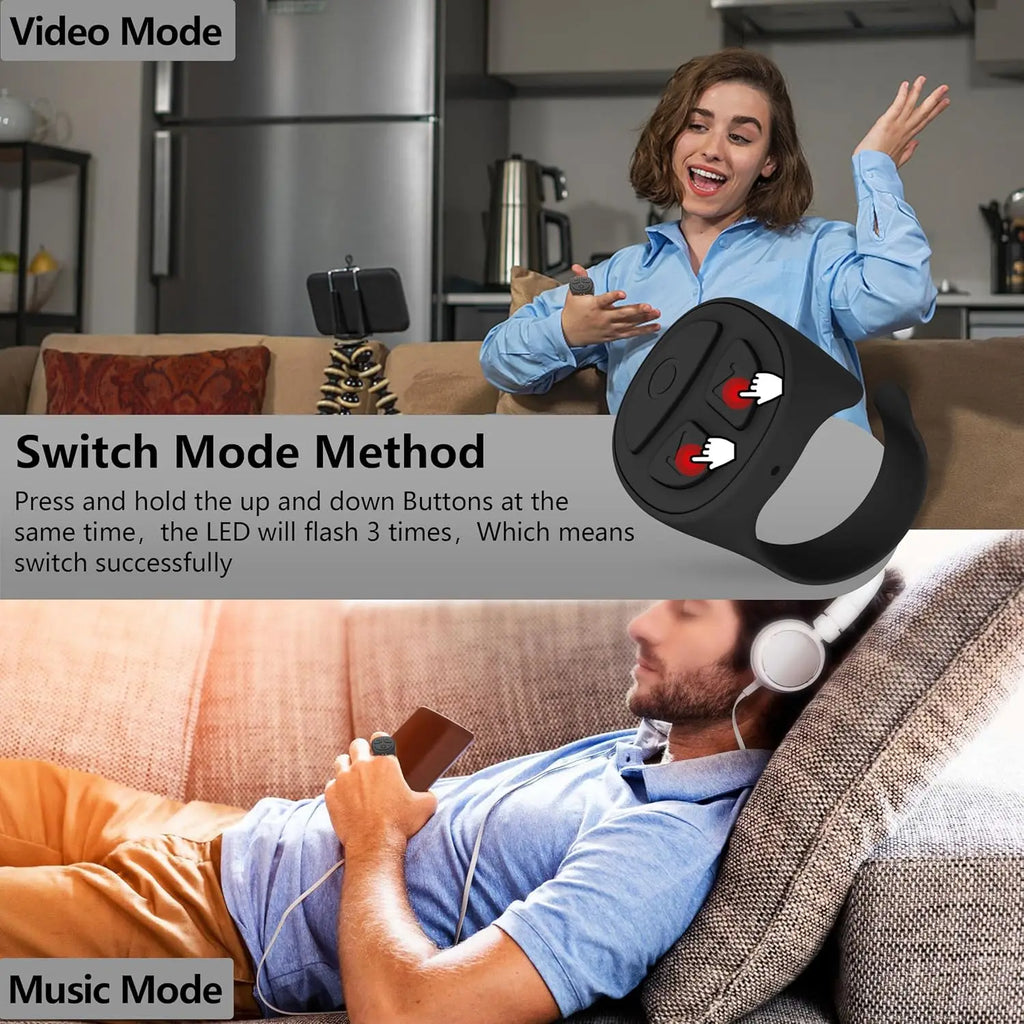 GITFOS Bluetooth Scroller Ring for TikTok Phone Remote Control Bluetooth Page Turning Ring Wireless Camera Selfie Button