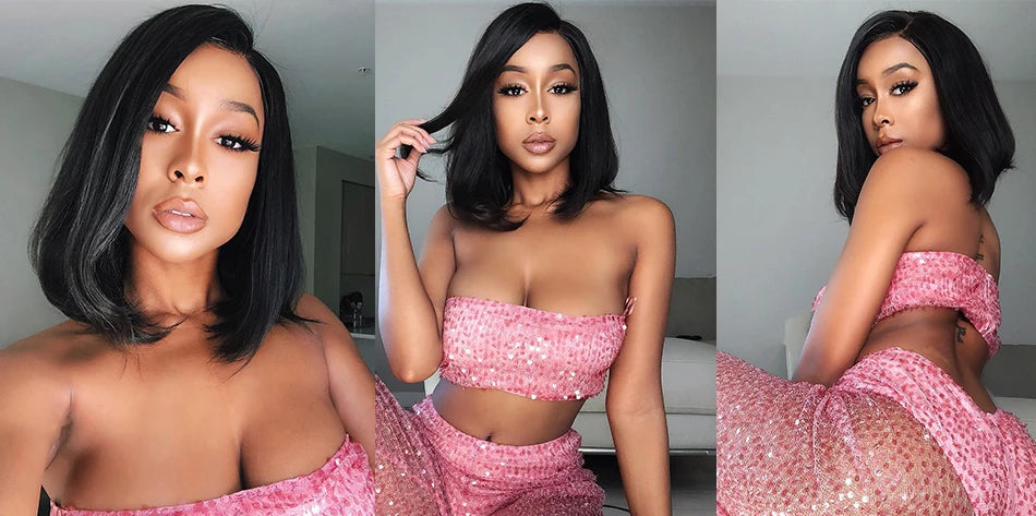 Wear And Go Glueless Straight Bob Wig Lace Front Human Hair Wigs For Women Peruvian Lace Frontal Wig perruques cheveux humains