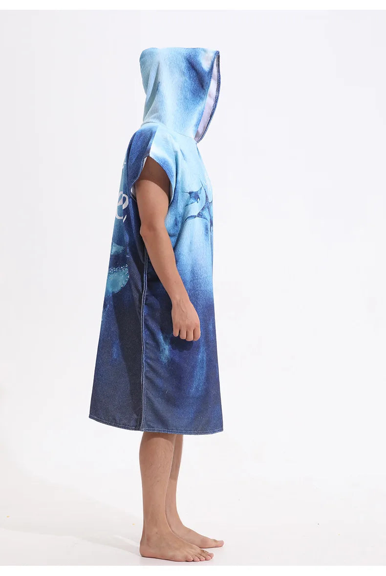 Microfiber Hooded Towel Men Women for Swimming Beach Travel Quick Dry Changing Robe Cape Bath Towel Bathrobe Surf Poncho
