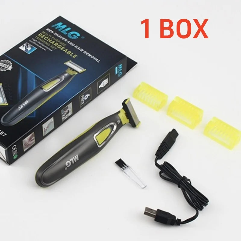 MLG 1pcs replacement head/1box USB rechargeable waterproof electric shaver beard shaver body trimmer men's shaver hair