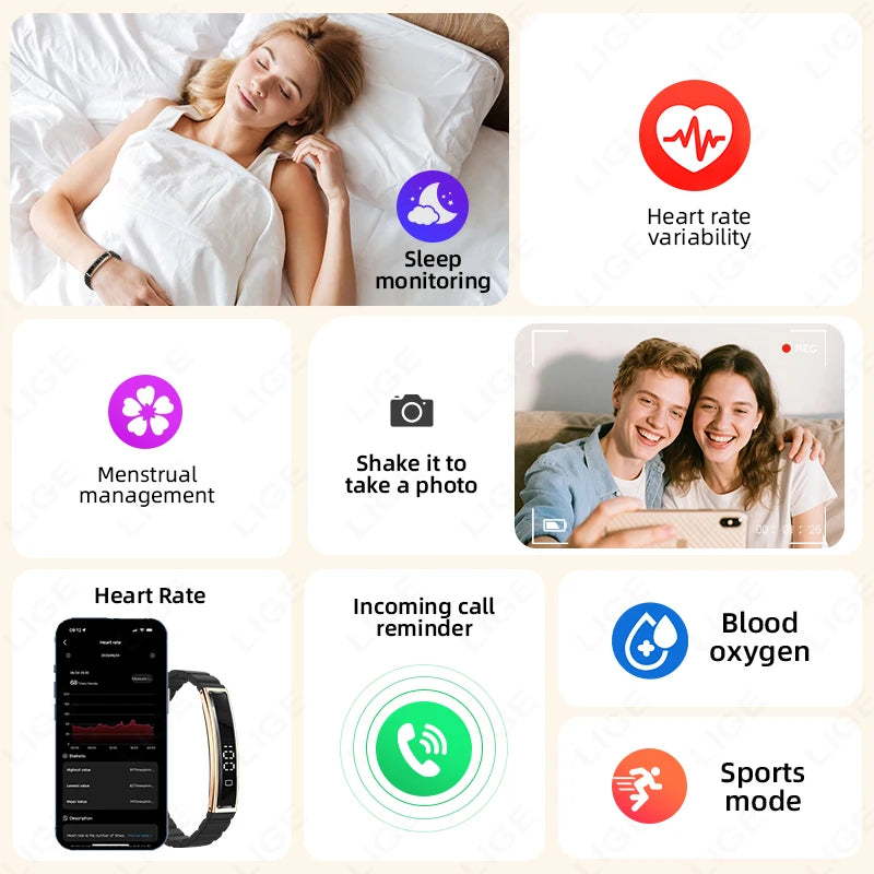 Health Smart Band Fitness Tracker Smartwatch with Heart Rate Blood Oxygen Sleep Monitor Waterproof Pedometer Watch for Women Men