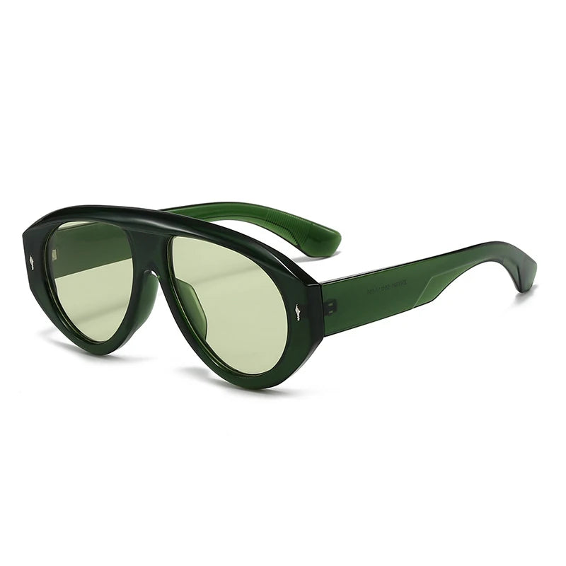 SO&EI Retro Pilot Women Sunglasses Fashion Blue Green Shades UV400 Men Rivets Punk Outdoor Sun Glasses