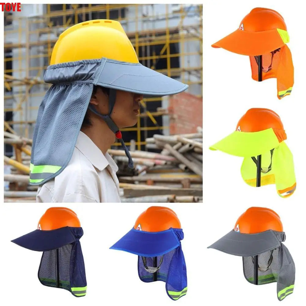 Breathable Reflective Hat Brim Sun Protection Netting Safety Helmet Sunshade Light Weight Reflect Light Reflective Neck Shield