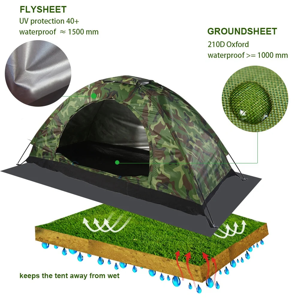 Outdoor Camouflage UV Protection Waterproof One Person Tent for Camping Hiking