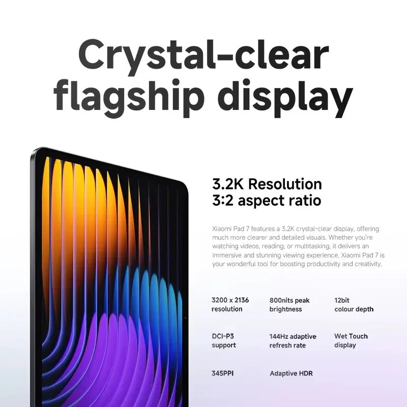 Xiaomi Pad 7 Global Version Snapdragon 7+ Gen 3 Octa core CPU 11.2" 3.2K 144Hz Display 45W Turbo Charging 8850mAh Battery