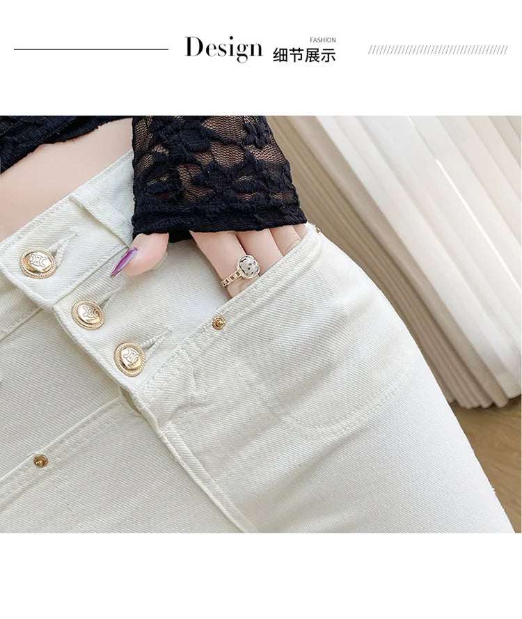 New White Skinny Jeans Woman High Waist Casual Stretch Jeans Vintage Sexy Femme Ankle Length Pencil Pants Denim Jeans