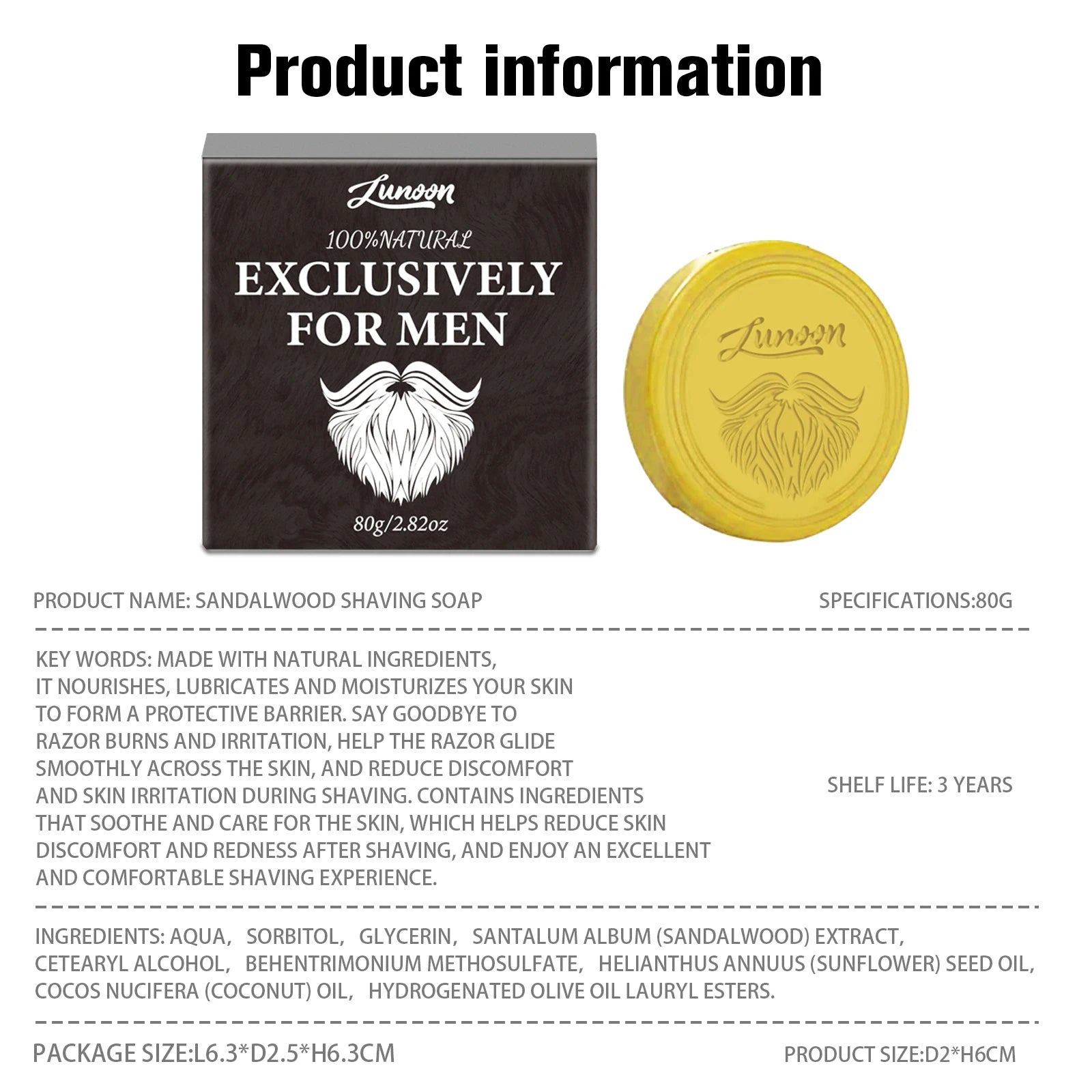 Man Shaving Soap Gentle Clean Keep Fresh Smooth Texture Foam Rich Reducing Irritation Men Beard Care Soap Effect Protect