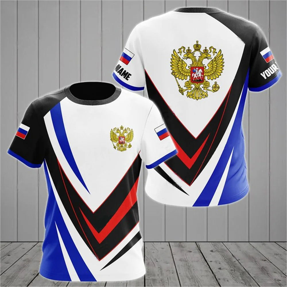 Russia Men's T-shirts Casual Fashion Summer New Russian Flag Short Sleeved Tops Tees Men's Clothing Oversized T-shirt Streetwear