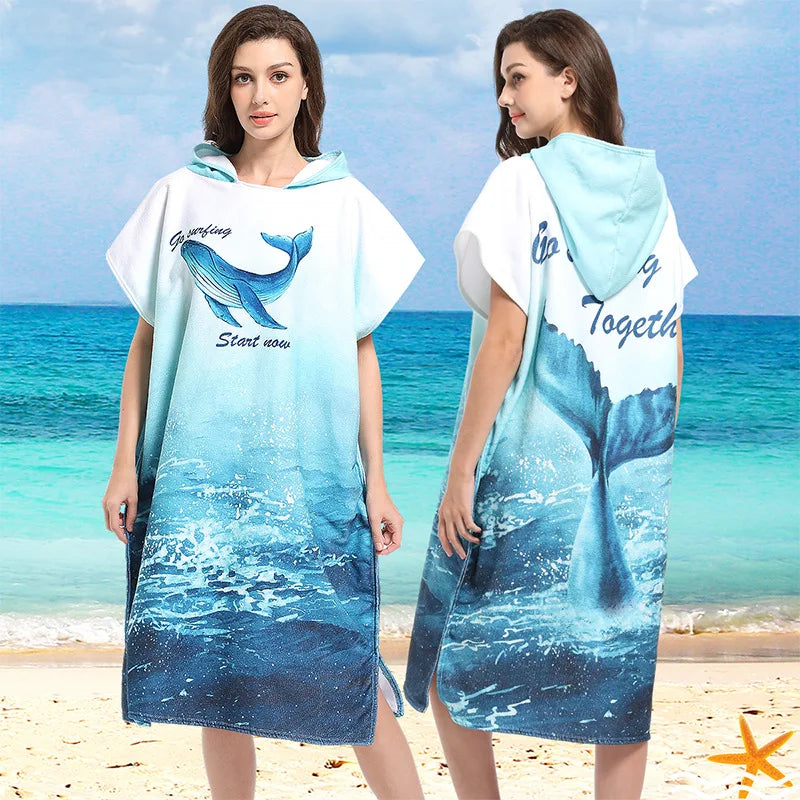 Microfiber Hooded Towel Men Women for Swimming Beach Travel Quick Dry Changing Robe Cape Bath Towel Bathrobe Surf Poncho