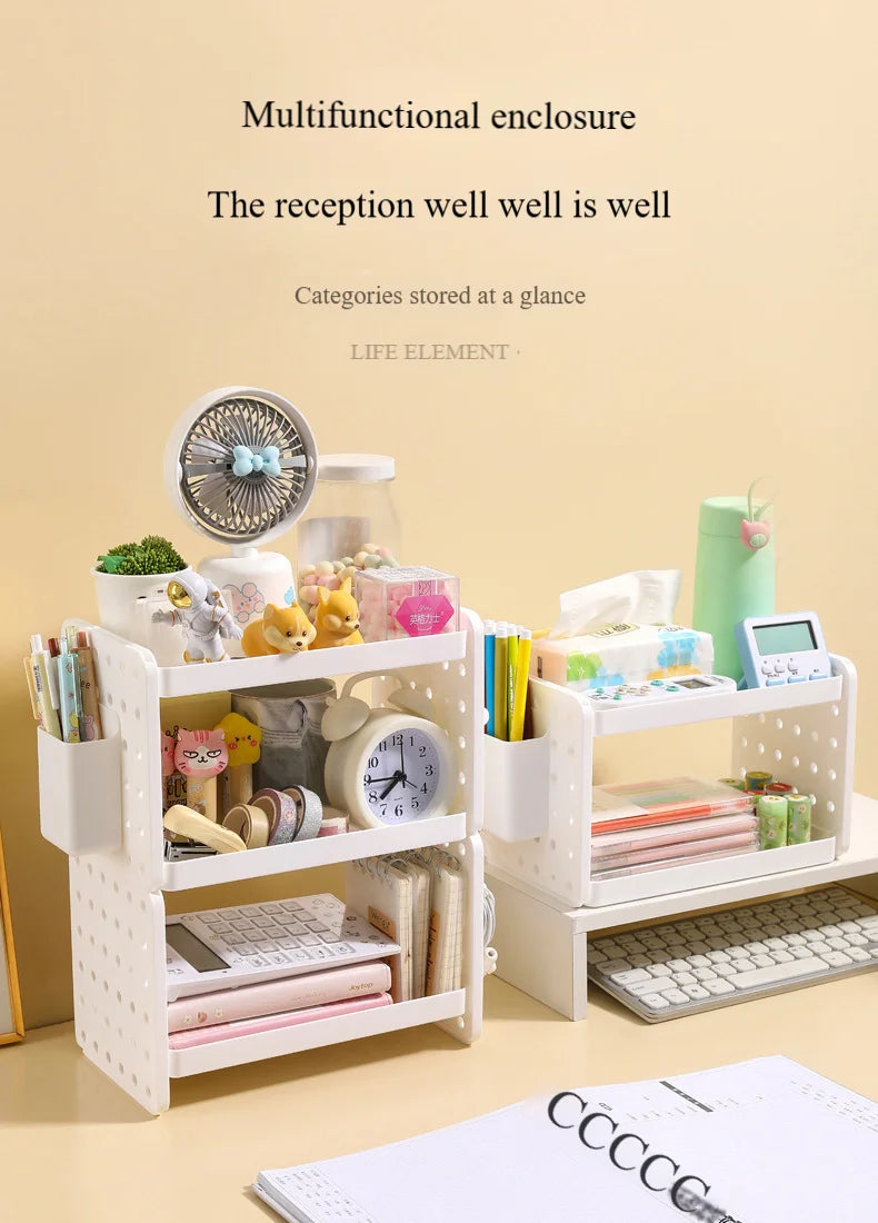 Multi-functional 3-tier Desktop Organizer, Desktop Shelf, Hole Board, Pen Holder Office Desk Organizer, Desk Desk Organizer